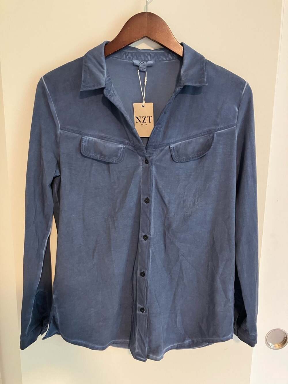 NZT NIC+ZOE Faded Navy Button Down Shirt Size XS